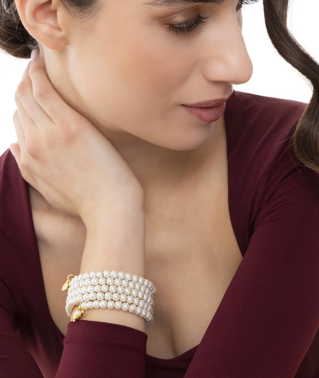 Bracciale Vestopazzo donna rigido multifilo con perle