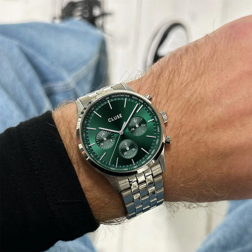 Orologio Cluse Anthéor Multifunction Watch Steel Green, Silver Colour