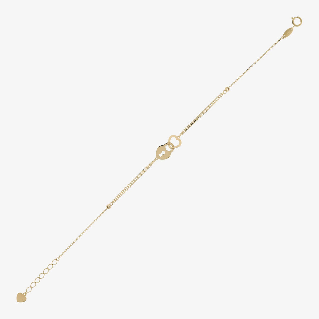 Bracciale Milor Catena Forzatina con Cuore e Lucchetto a Incastro Oro 375
