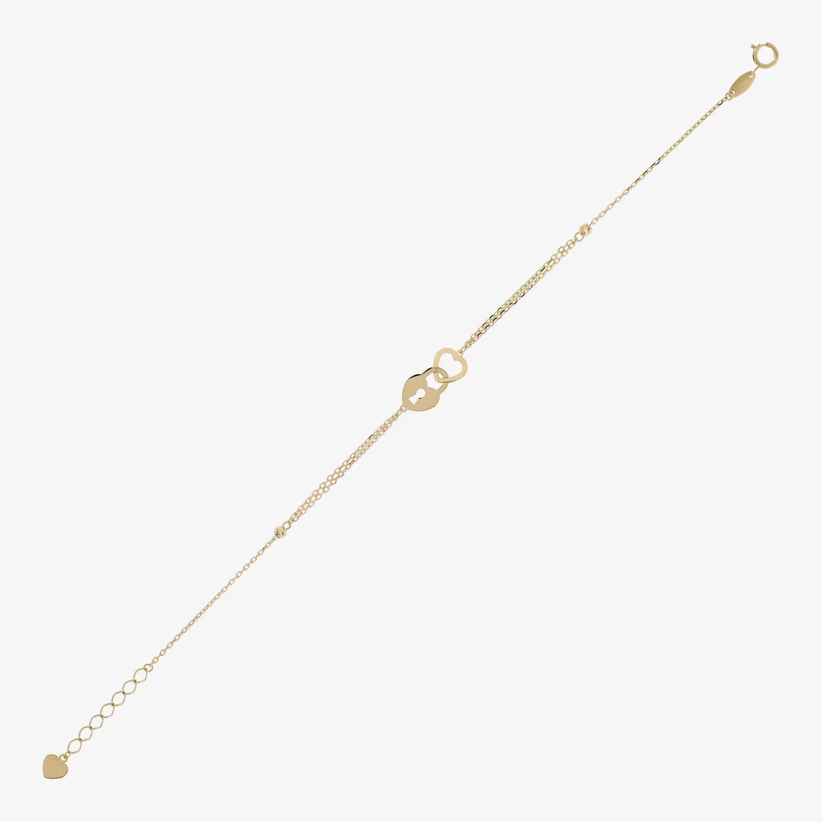 Bracciale Milor Catena Forzatina con Cuore e Lucchetto a Incastro Oro 375