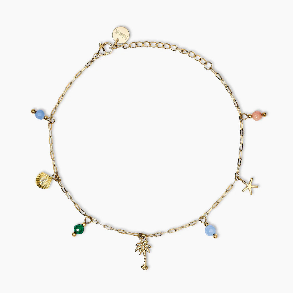 Cavigliera donna Kidult in acciaio dorato con charms estivi