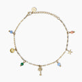 Cavigliera donna Kidult in acciaio dorato con charms estivi