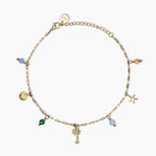 Cavigliera donna Kidult in acciaio dorato con charms estivi