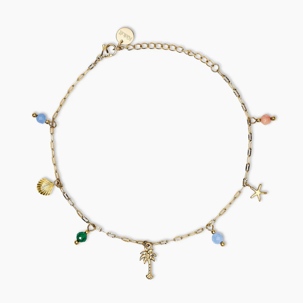 Cavigliera donna Kidult in acciaio dorato con charms estivi