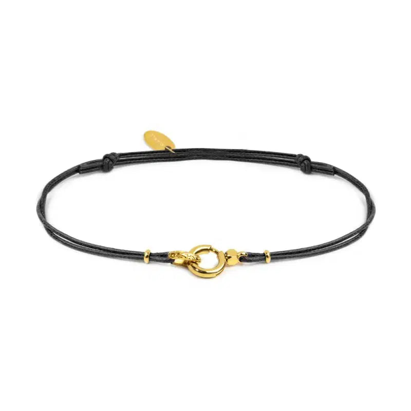 Bracciale Marlù donna cordino nero con moschettone ad anello centrale