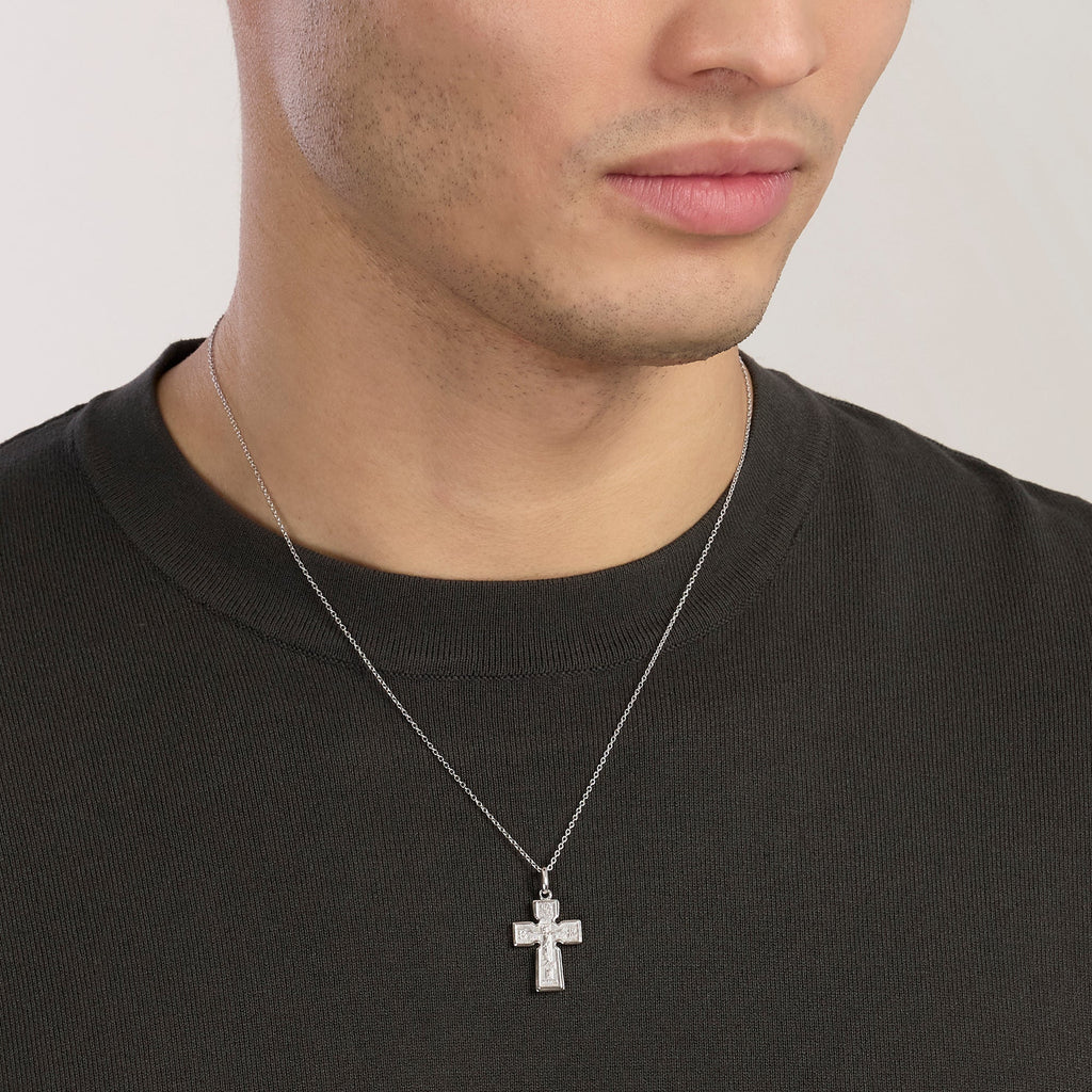Collana Mabina uomo in argento con crocifisso cristiano ortodosso