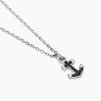 Collana Mabina uomo in argento con ancora in zirconi neri
