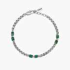 Bracciale Kidult uomo con catena veneta e cilindri in diaspro verde
