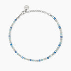 Cavigliera donna Kidult con perle conchiglia e pietre azzurre