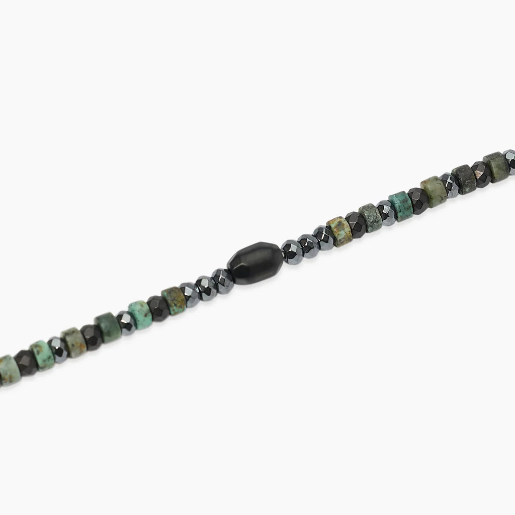Bracciale Kidult uomo regolabile con ematite e turchese verde