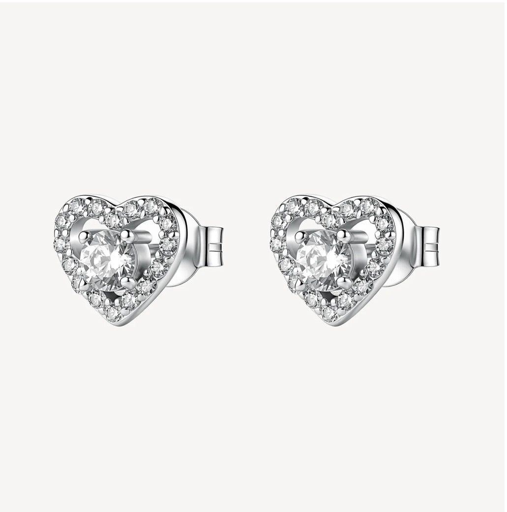 Orecchini argento Fancy infinite white a lobo Cuore