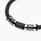 Bracciale Kidult uomo in lab leather nera e cilindri borchiati