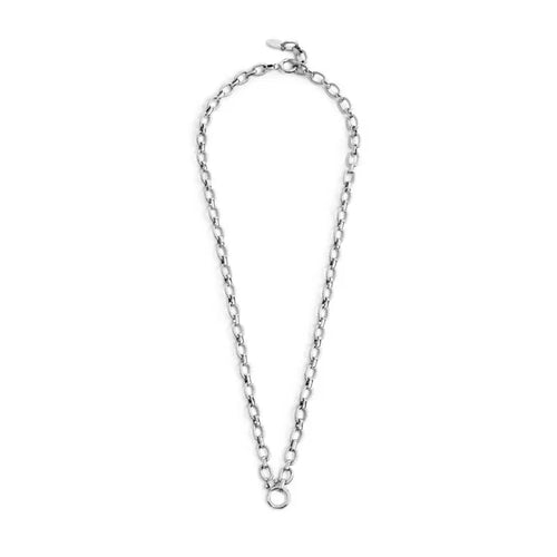 Collana Marlù catena a maglie larghe texturizzate al centro moschettone ad anello