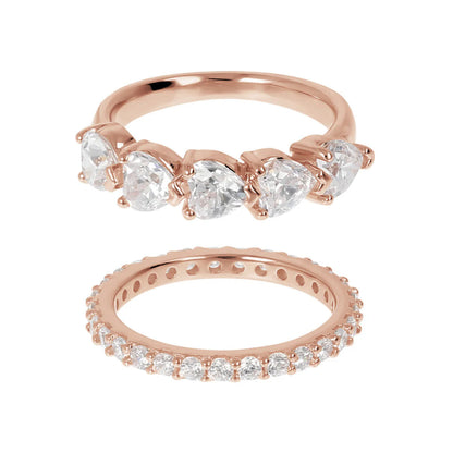 Set di Anelli Bronzallure con Cuori in Cubic Zirconia