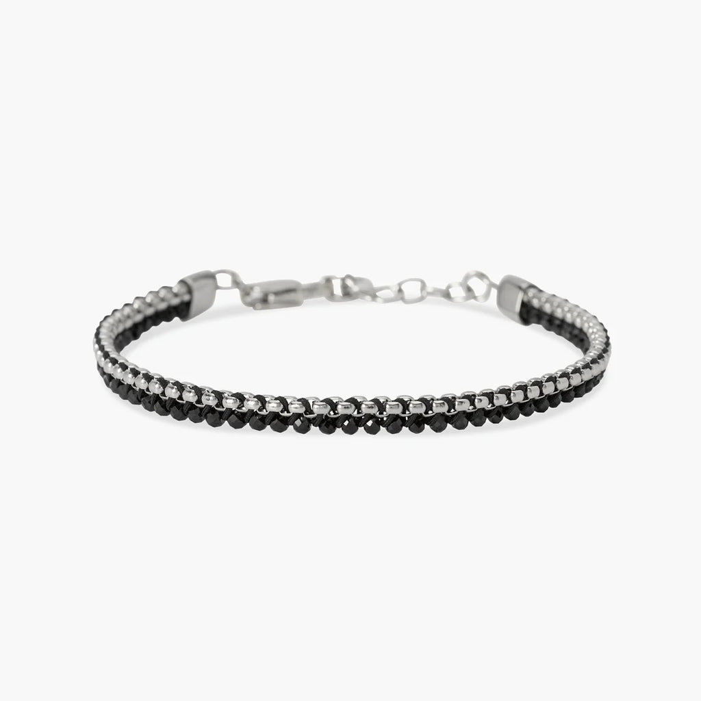 Bracciale Kidult uomo in acciaio con nylon e spinello nero
