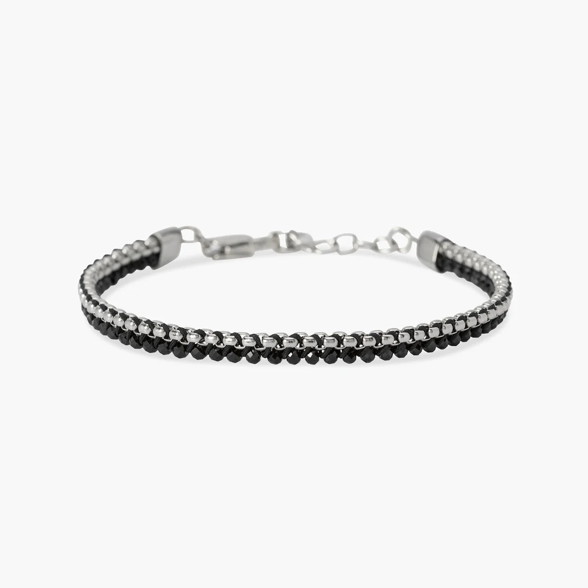 Bracciale Kidult uomo in acciaio con nylon e spinello nero