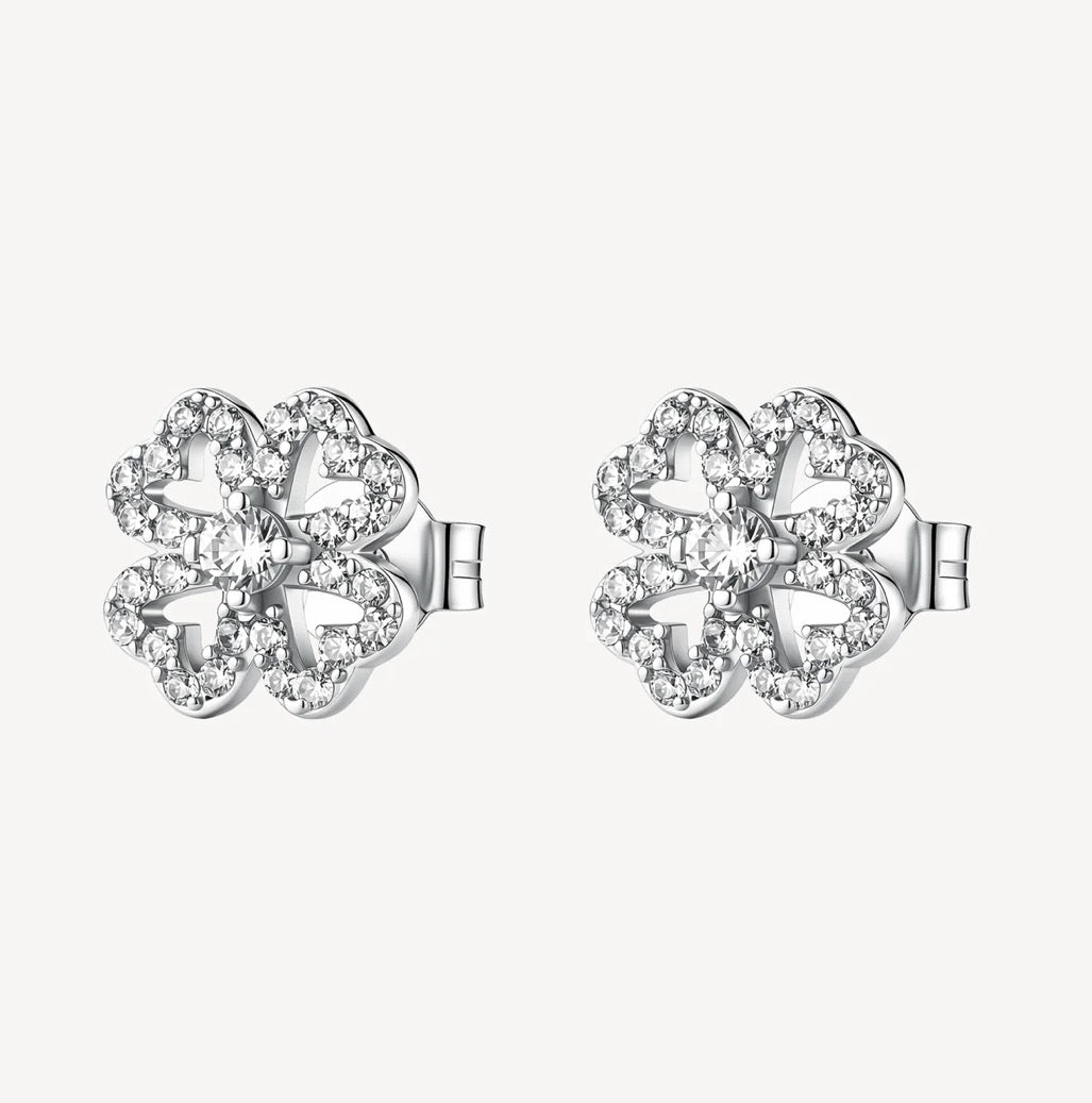 Orecchini argento Fancy infinite white a lobo Quadrifoglio