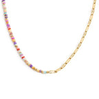 Collana Marlù donna con perline colorate e catena a maglia larga