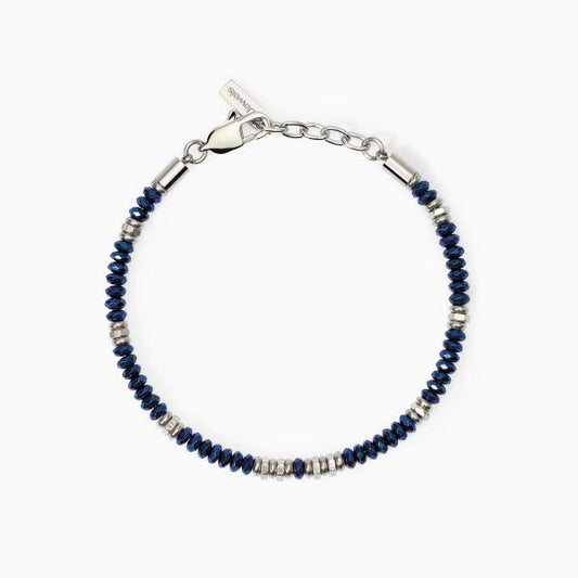 Bracciale 2Jewels uomo dischetti diamantati ematite blu