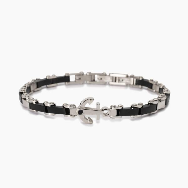 Bracciale a maglie 2Jewels uomo antracite e ancora