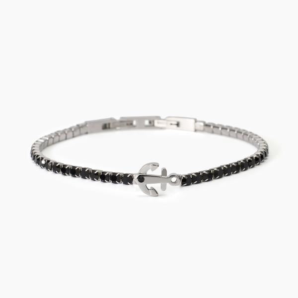 Bracciale 2Jewels uomo tennis nero e ancora