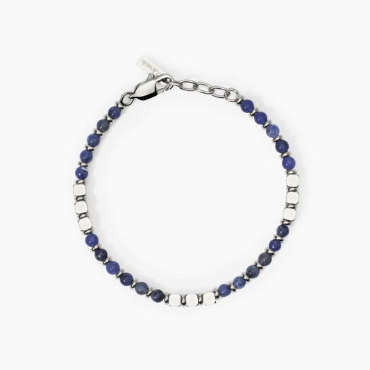 Bracciale 2Jewels uomo pietra blu e cubetti