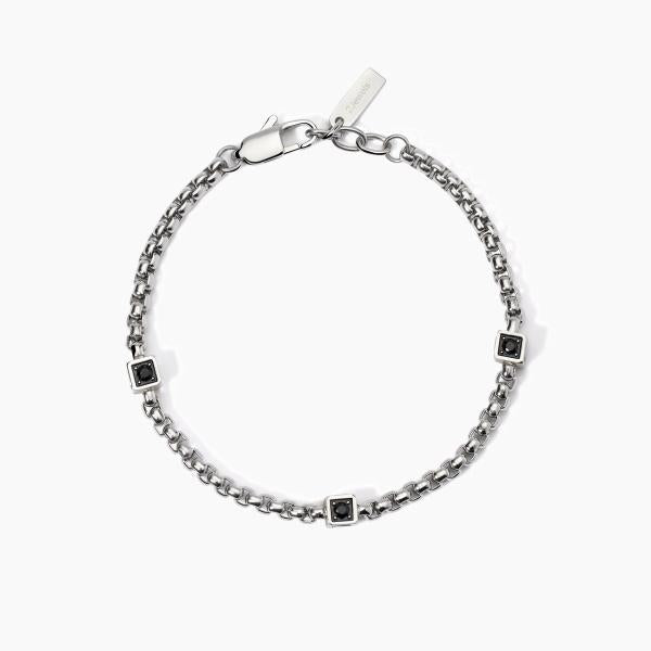 Bracciale 2Jewels uomo Catena veneta e cristalli neri