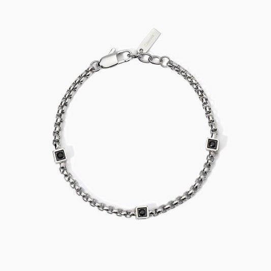 Bracciale 2Jewels uomo Catena veneta e cristalli neri