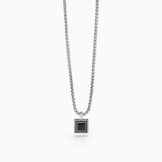 Collana 2Jewels uomo Punto luce nero base quadrata