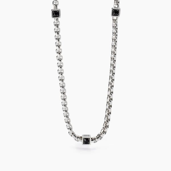 Collana 2Jewels uomo Catena veneta e cristalli neri