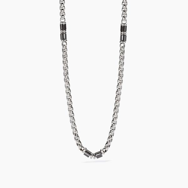 Collana 2Jewels uomo Next Catena veneta e ceramica nera