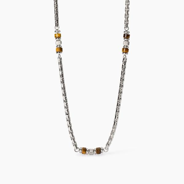 Collana 2Jewels uomo Station Catena veneta e occhio di tigre