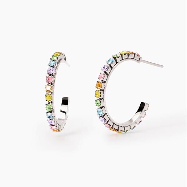 Orecchini a cerchio 2Jewels donna cristalli rainbow
