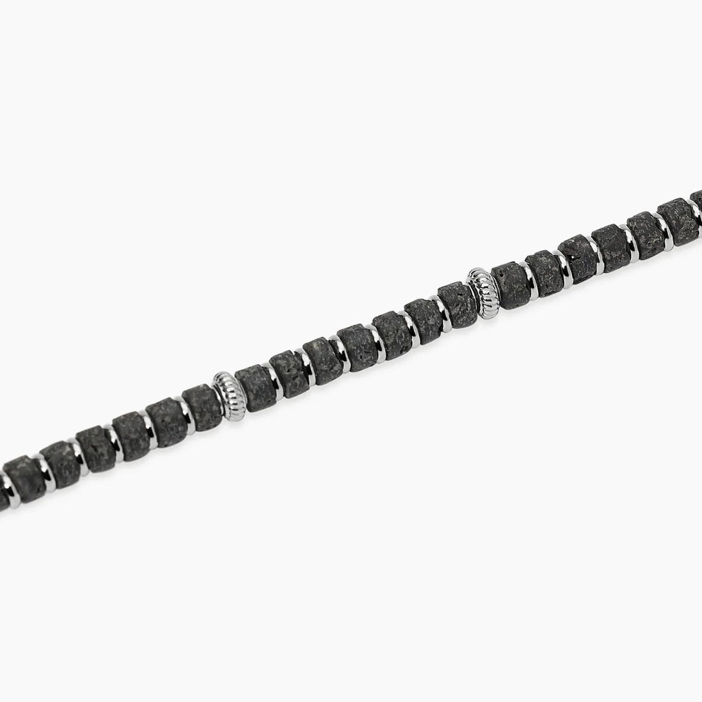 Bracciale Kidult uomo regolabile con dischetti in pietra lavica.