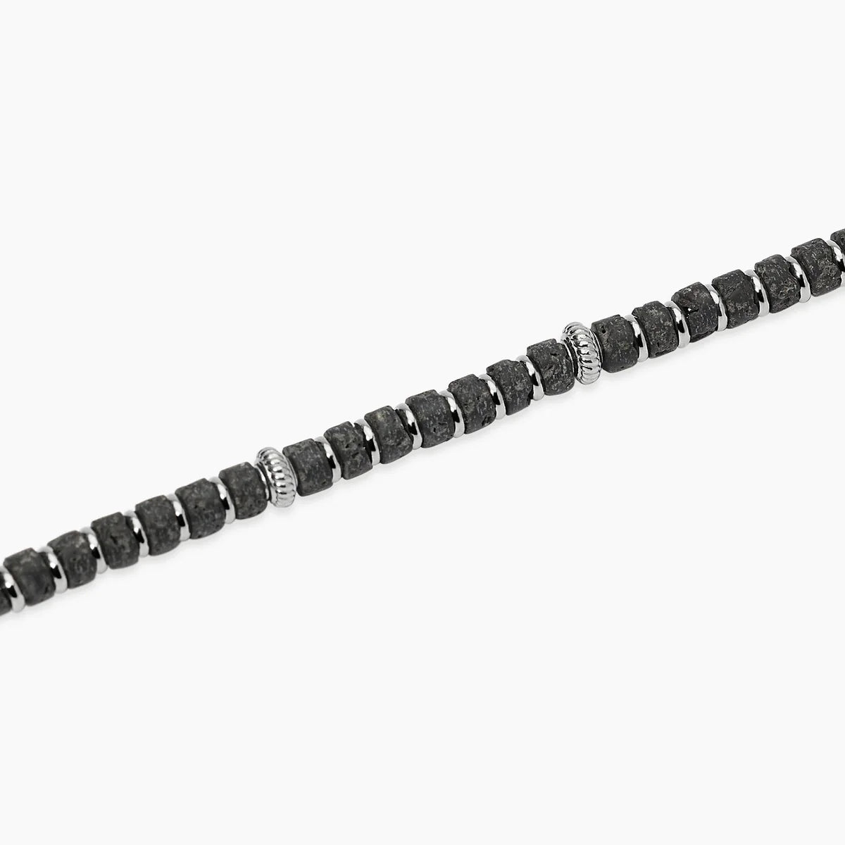 Bracciale Kidult uomo regolabile con dischetti in pietra lavica.