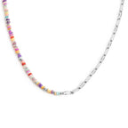 Collana Marlù donna con perline colorate e catena a maglia larga