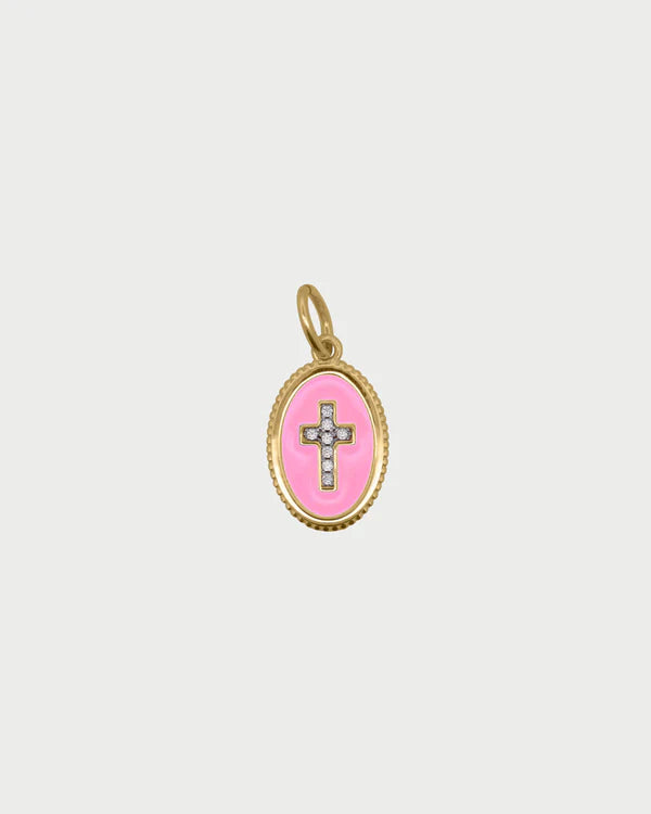 Charm Rue des Mille CHARMBAR Croce medaglia rosa