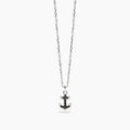 Collana Mabina uomo in argento con ancora in zirconi neri