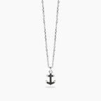Collana Mabina uomo in argento con ancora in zirconi neri