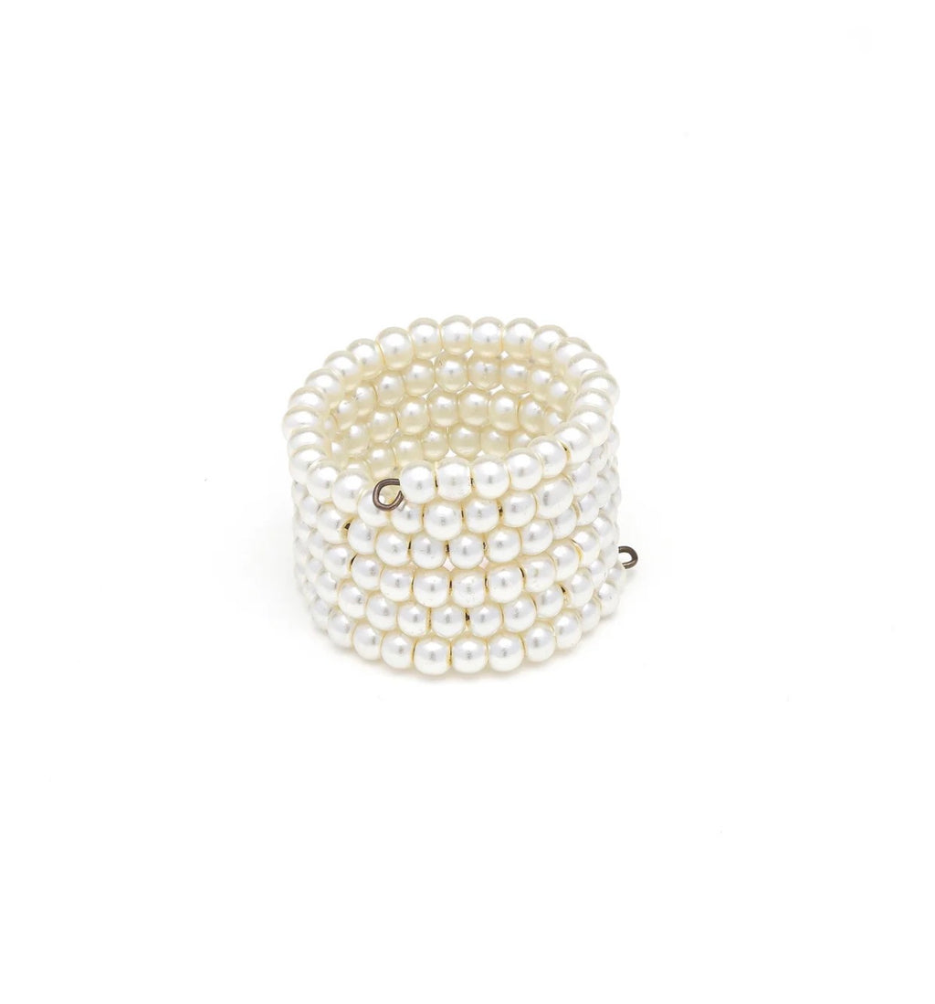Anello Vestopazzo donna regolabile fascia a fisarmonica con microperle