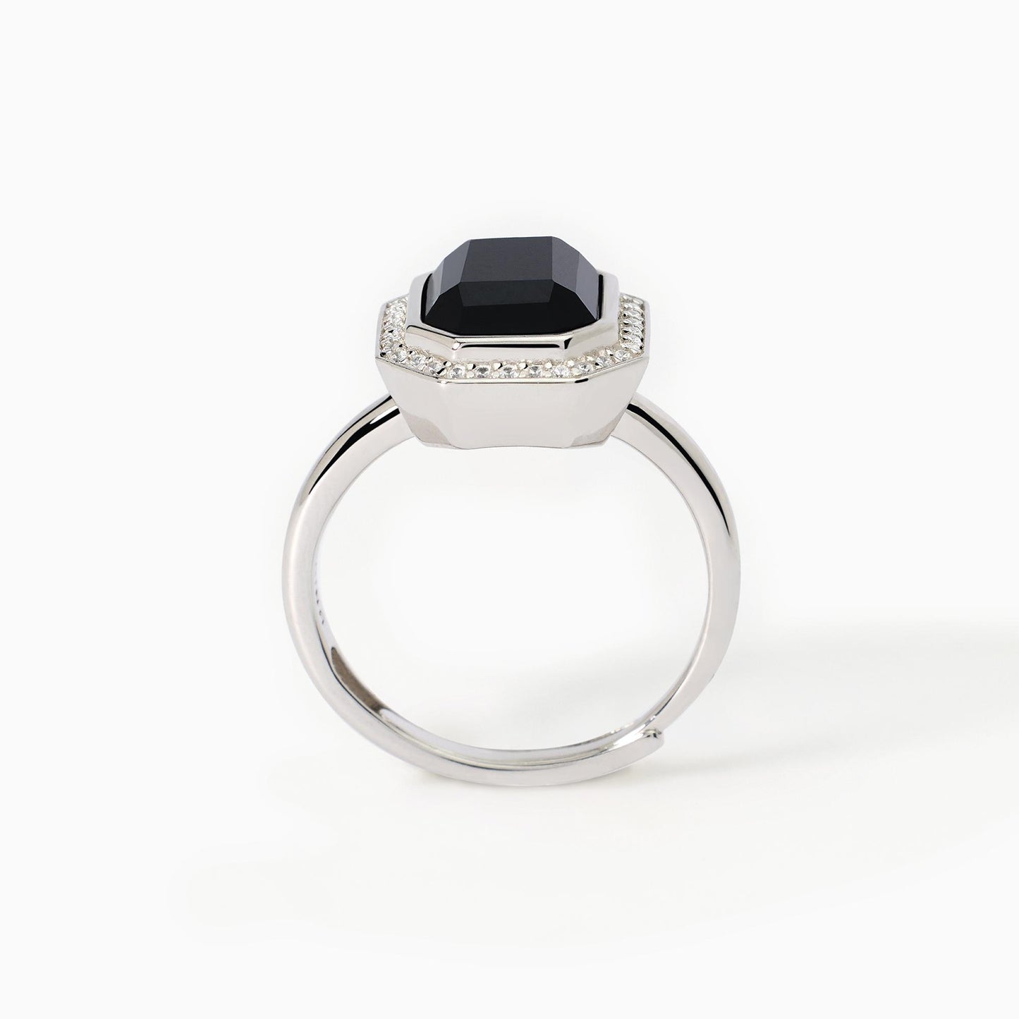 Anello Mabina donna Agata nera ottagonale Jetset