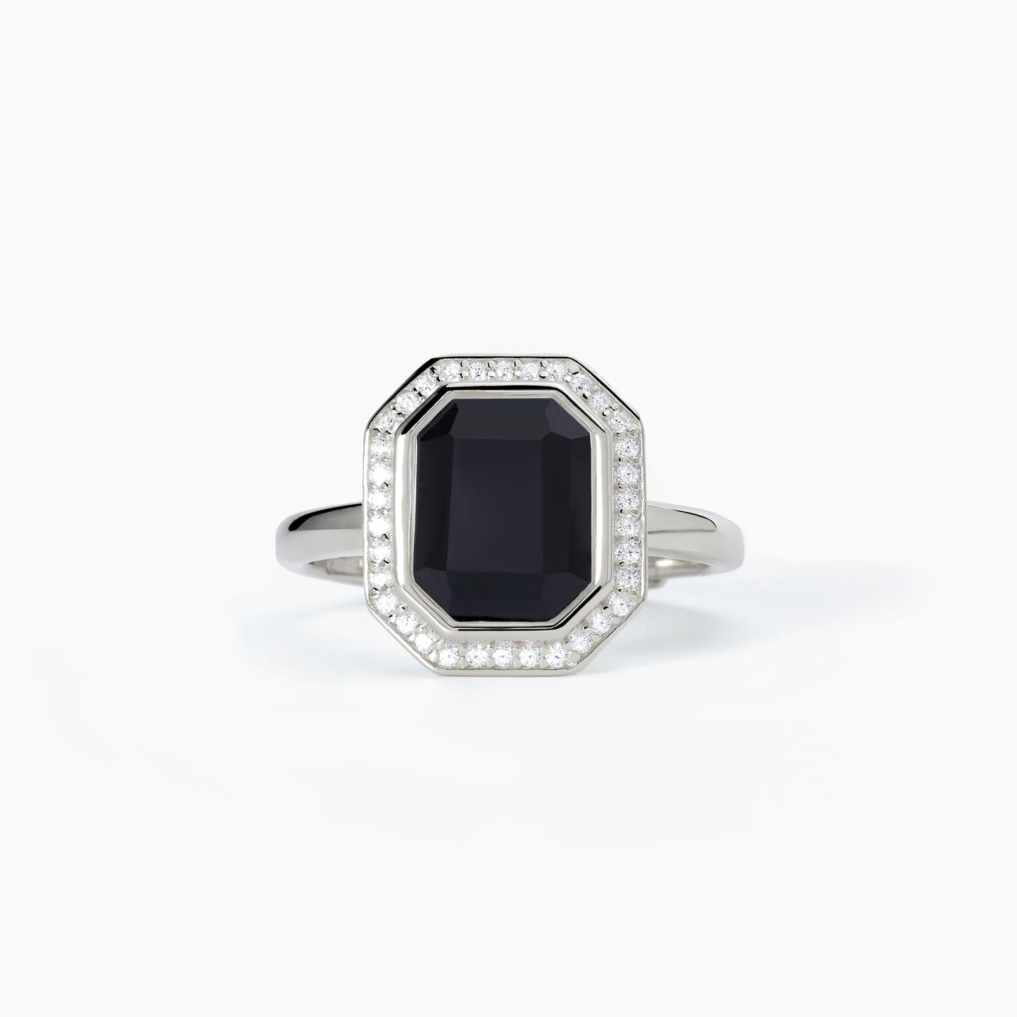 Anello Mabina donna Agata nera ottagonale Jetset