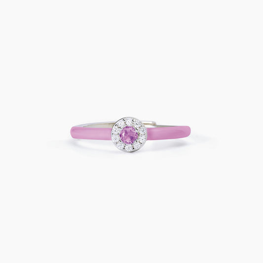 Anello Mabina donna Smalto rosa e zircone rosa Milanesienne