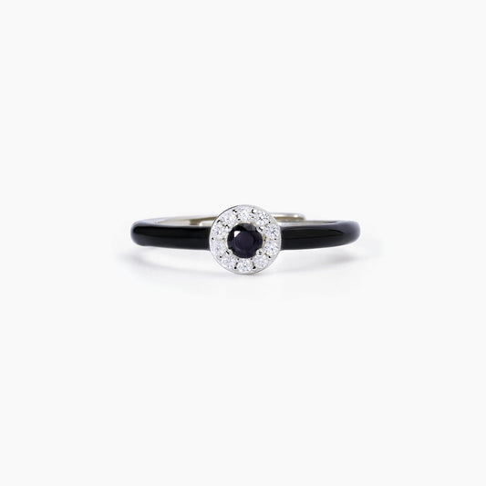 Anello Mabina donna Smalto nero e zircone nero Milanesienne