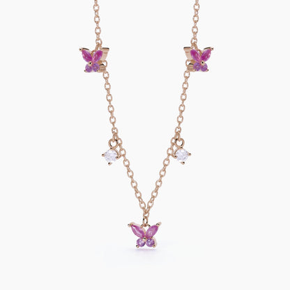 Collana Mabina donna Farfalle rosa e zirconi