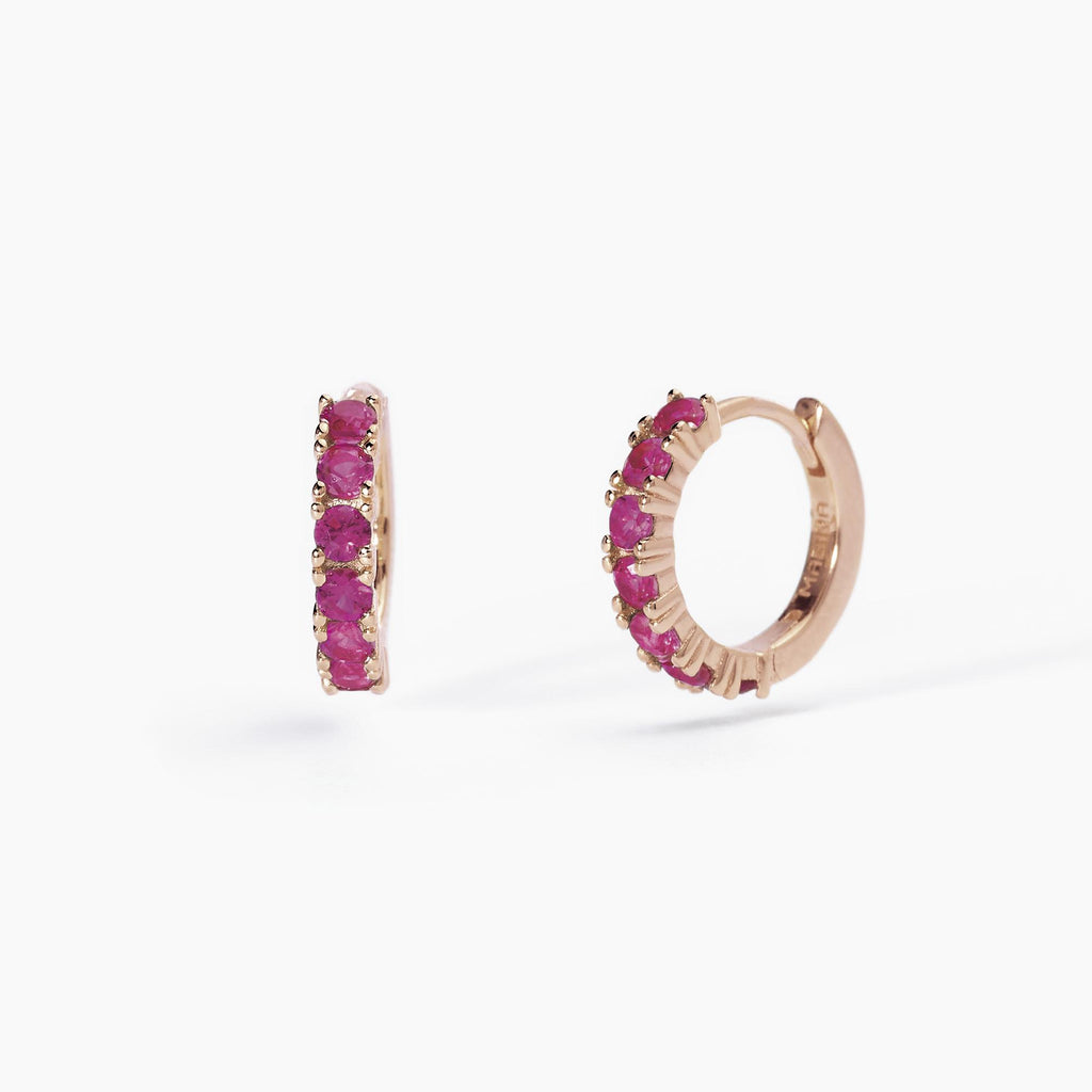Orecchini Mabina donna Cerchi rose gold con rubini