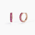 Orecchini Mabina donna Cerchi rose gold con rubini