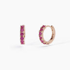 Orecchini Mabina donna Cerchi rose gold con rubini