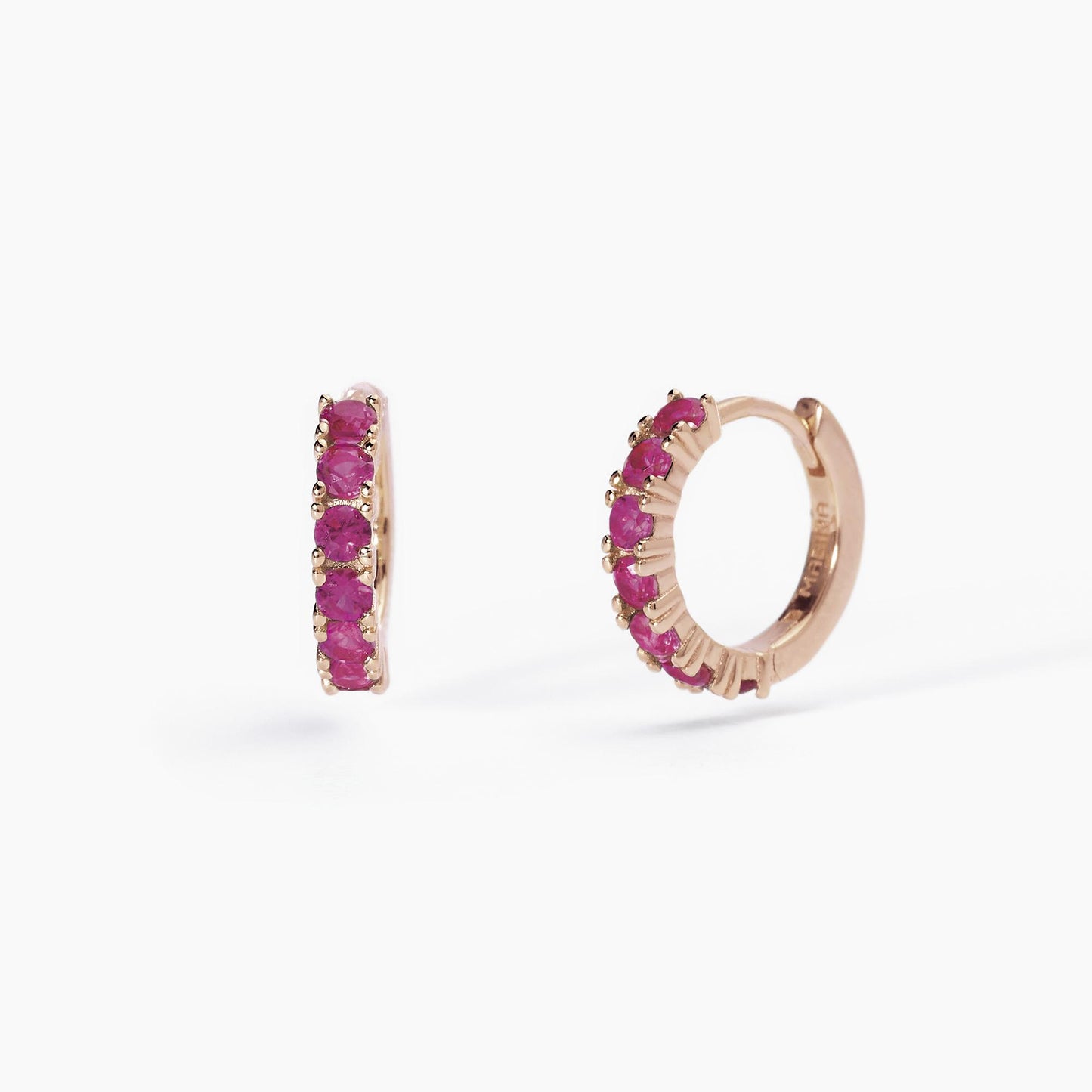Orecchini Mabina donna Cerchi rose gold con rubini