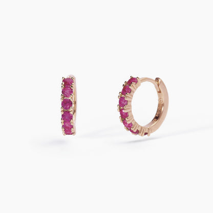 Orecchini Mabina donna Cerchi rose gold con rubini
